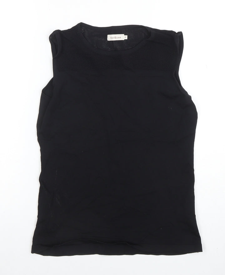 Knit & Love Womens Black XL Sleeveless Knit Tank Top