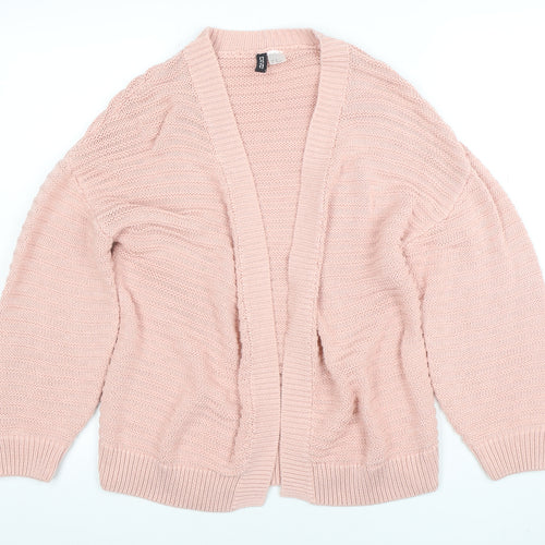 H&M Divided Women's Pink Knit Open Cardigan 2XS Lightweight Cotton Blend