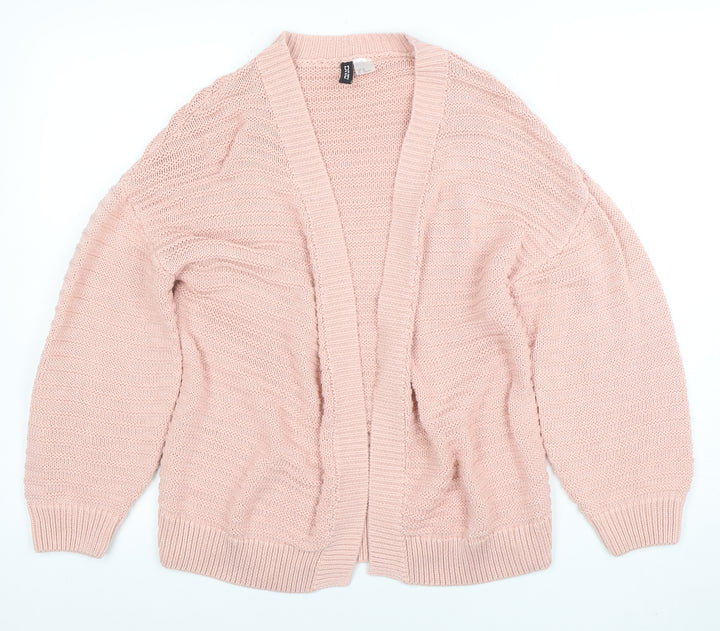 H&M Divided Women's Pink Knit Open Cardigan 2XS Lightweight Cotton Blend