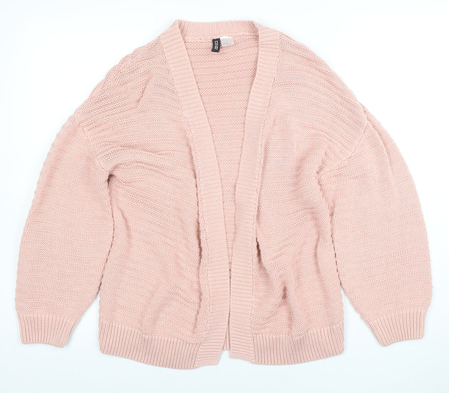 H&M Divided Women's Pink Knit Open Cardigan 2XS Lightweight Cotton Blend