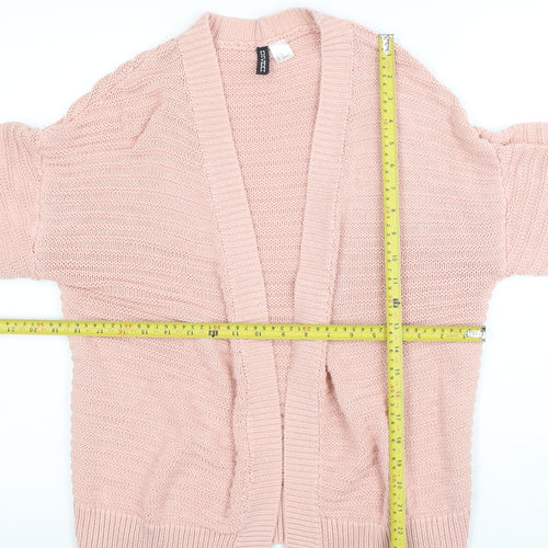 H&M Divided Women's Pink Knit Open Cardigan 2XS Lightweight Cotton Blend