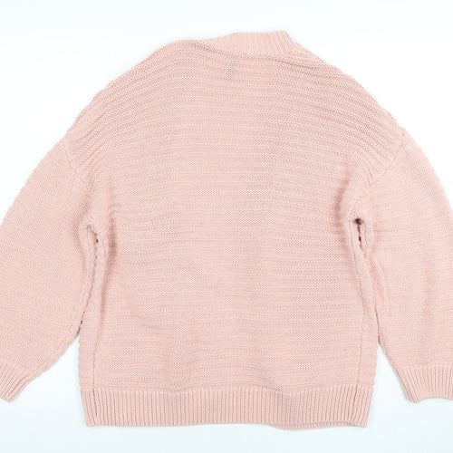 H&M Divided Women's Pink Knit Open Cardigan 2XS Lightweight Cotton Blend