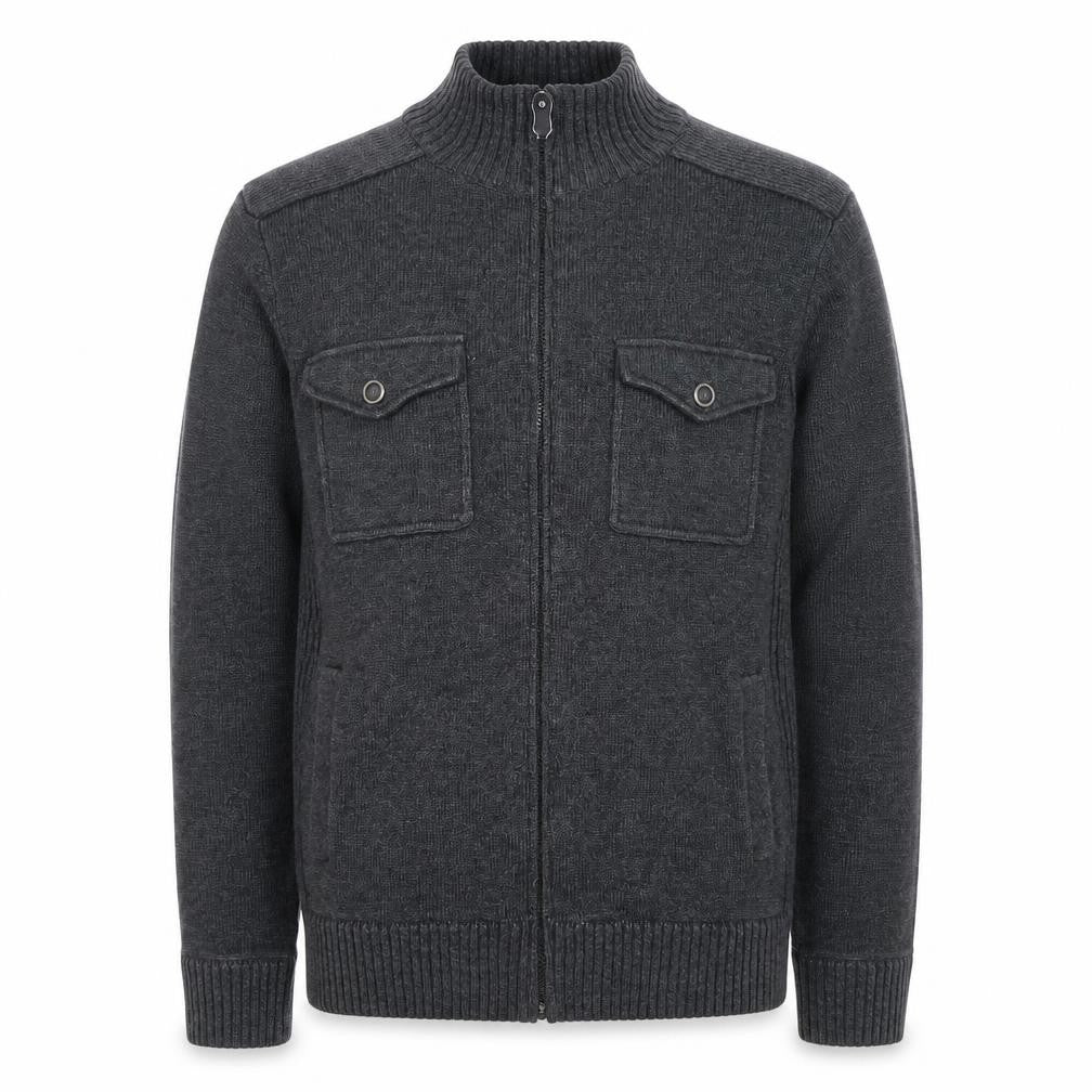 Front view of Marks & Spencer Men's Grey Full Zip High Neck Jumper M