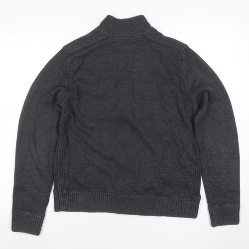 Marks and Spencer Men's Grey Full Zip High Neck Jumper M