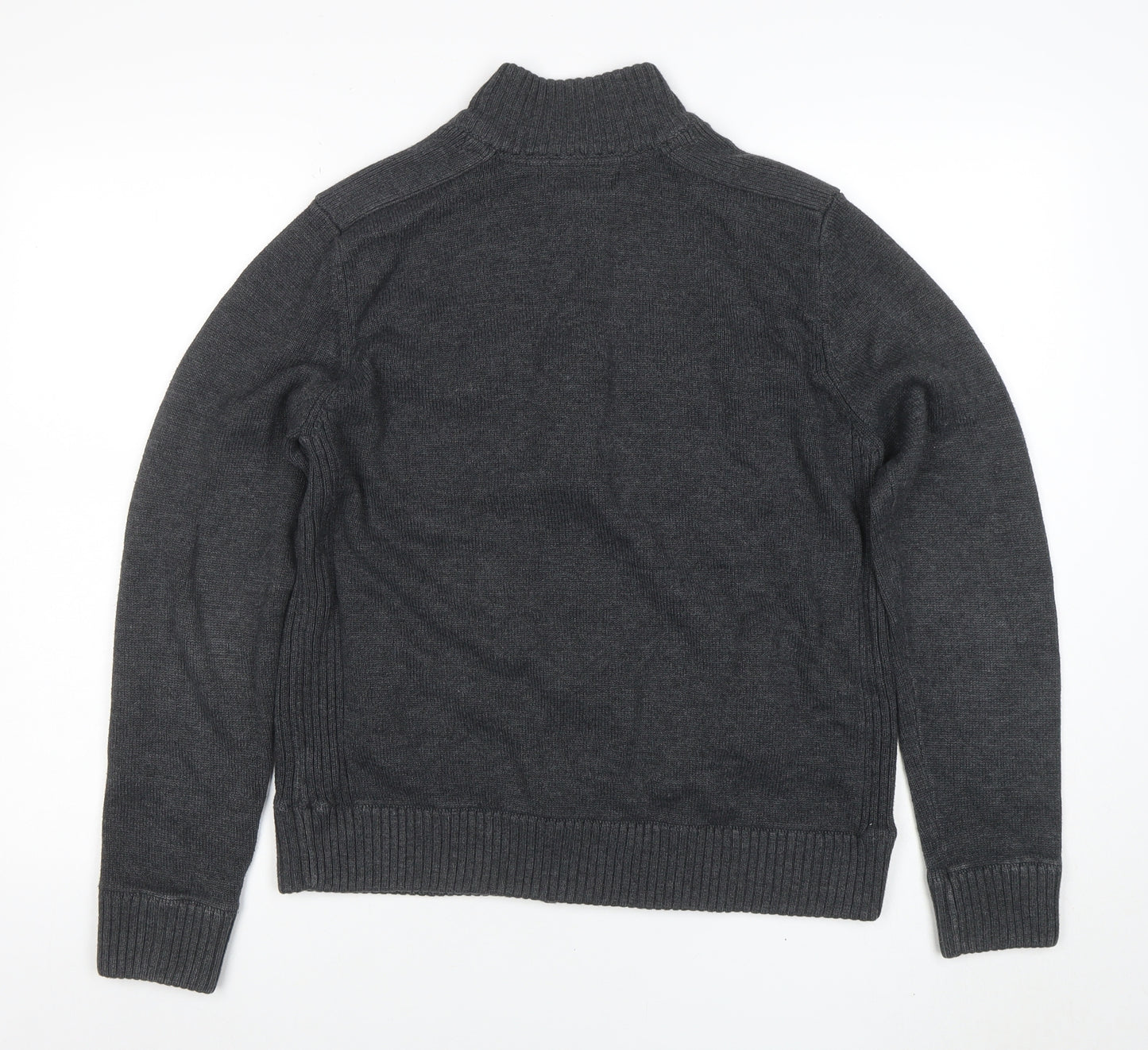 Marks and Spencer Men's Grey Full Zip High Neck Jumper M