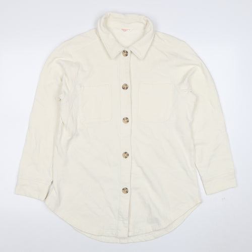 John Lewis ANYDAY Men’s Ivory Long Sleeve Cotton Polo Shirt Size S