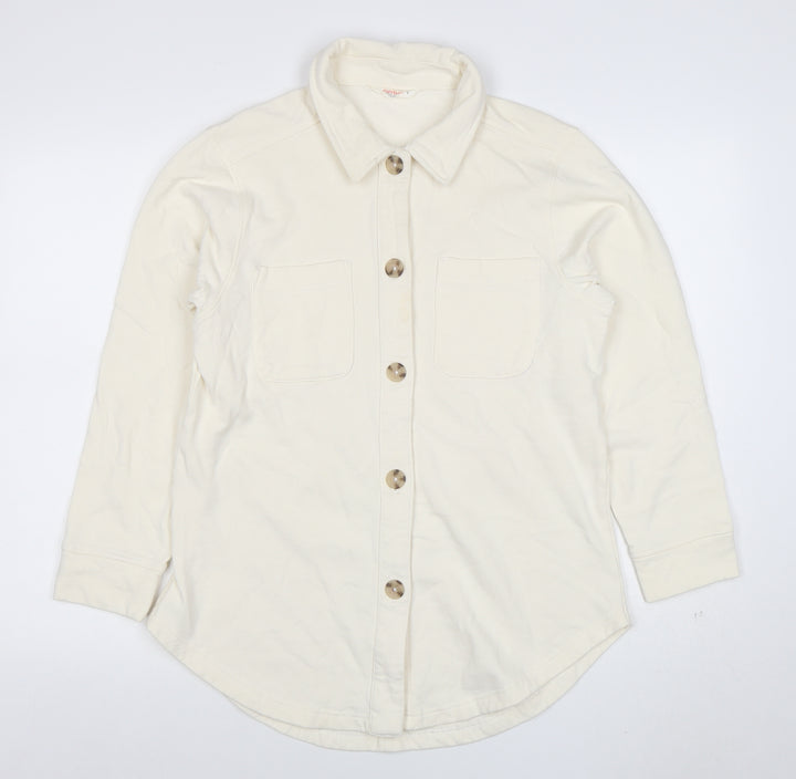 John Lewis ANYDAY Men’s Ivory Long Sleeve Cotton Polo Shirt Size S