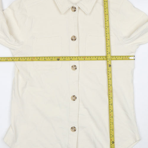 John Lewis ANYDAY Men’s Ivory Long Sleeve Cotton Polo Shirt Size S