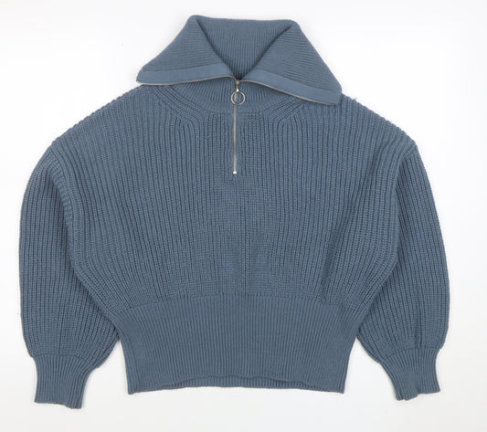 ASOS Women’s Blue Chunky Knit High Neck Zip Jumper Size 10