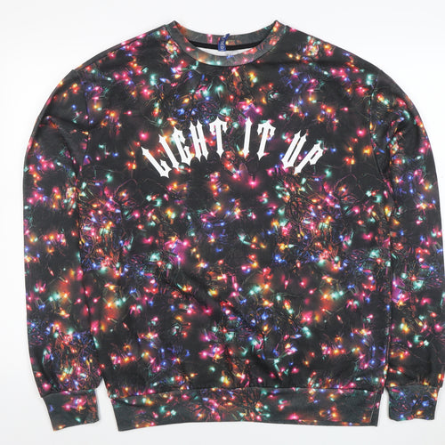 H&M Divided Men’s Multicoloured Christmas Light Crew Sweatshirt M