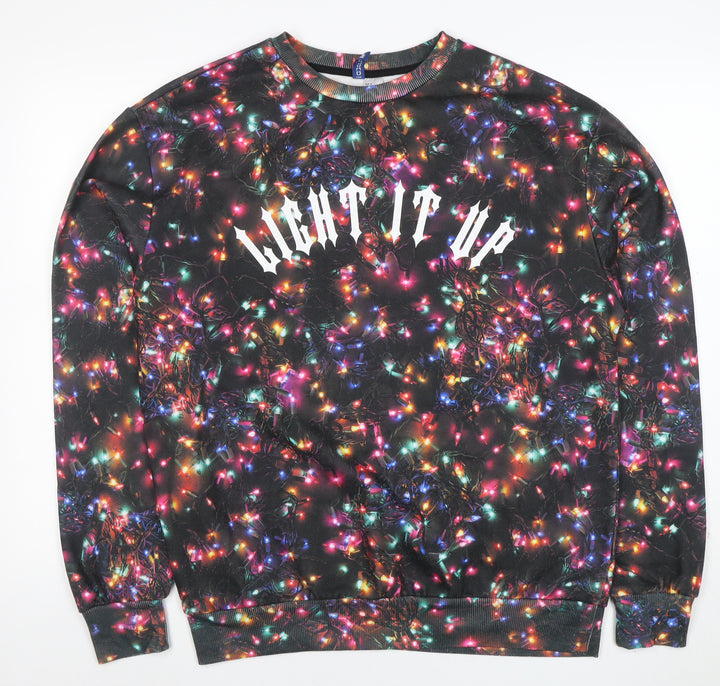 H&M Divided Men’s Multicoloured Christmas Light Crew Sweatshirt M