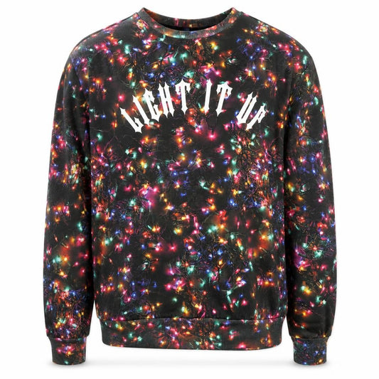 Front view of H&M Divided Men’s Multicoloured Christmas Light Crew Sweatshirt M