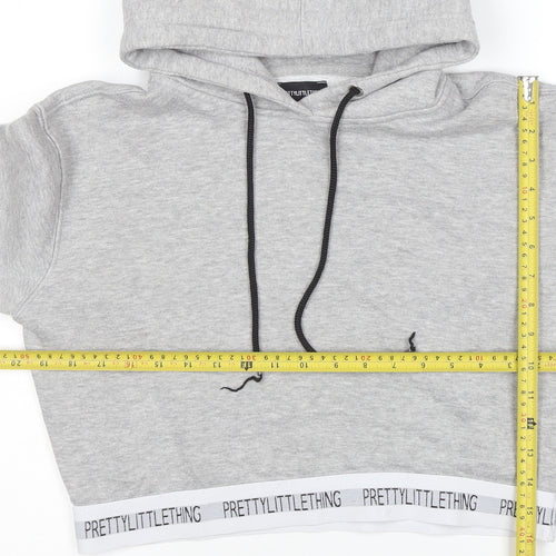PrettyLittleThing Womens Grey Cropped Pullover Hoodie Small