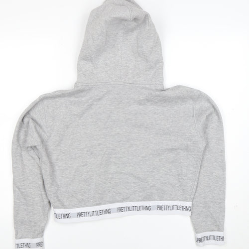 PrettyLittleThing Womens Grey Cropped Pullover Hoodie Small