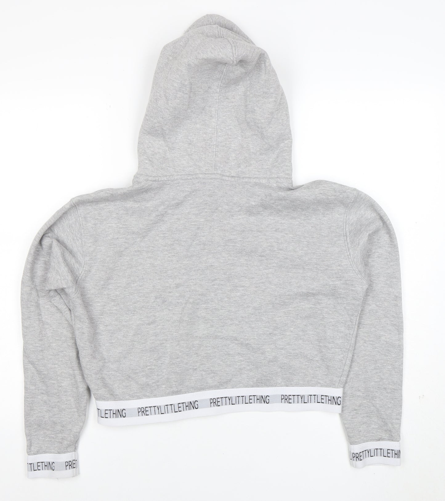 PrettyLittleThing Womens Grey Cropped Pullover Hoodie Small