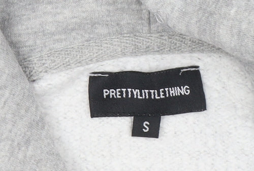 PrettyLittleThing Womens Grey Cropped Pullover Hoodie Small