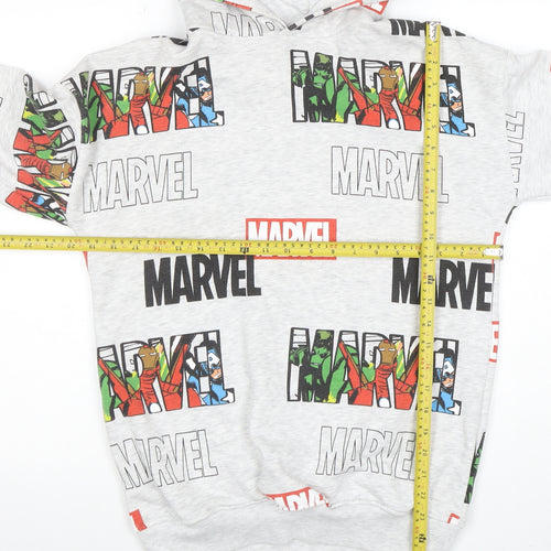 Marvel Boys Grey Pullover Hoodie 14-15 Years Superhero Print Cotton Blend