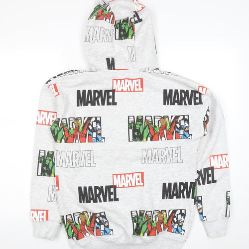 Marvel Boys Grey Pullover Hoodie 14-15 Years Superhero Print Cotton Blend
