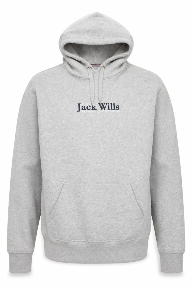 Front view of Jack Wills women’s grey, size UK 12, pullover hoodie sweatshirt