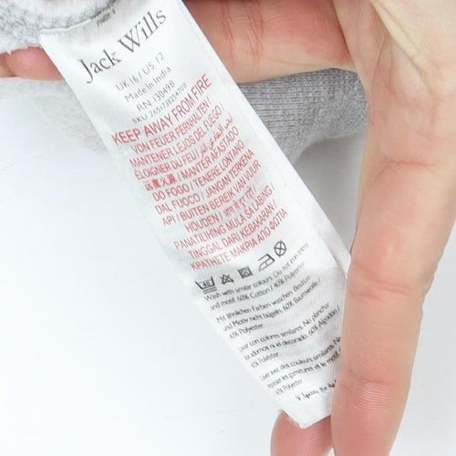 Jack Wills Womens Grey Size 12 Pullover Hoodie Sweatshirt