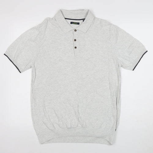 Cavani Men's Grey Cotton Short Sleeve Polo Shirt Size L