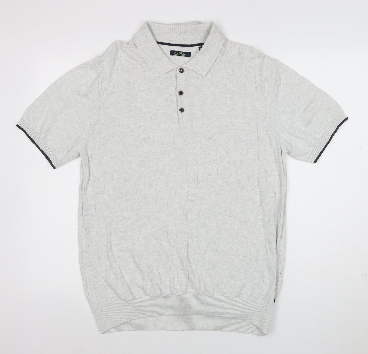 Cavani Men's Grey Cotton Short Sleeve Polo Shirt Size L