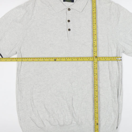 Cavani Men's Grey Cotton Short Sleeve Polo Shirt Size L