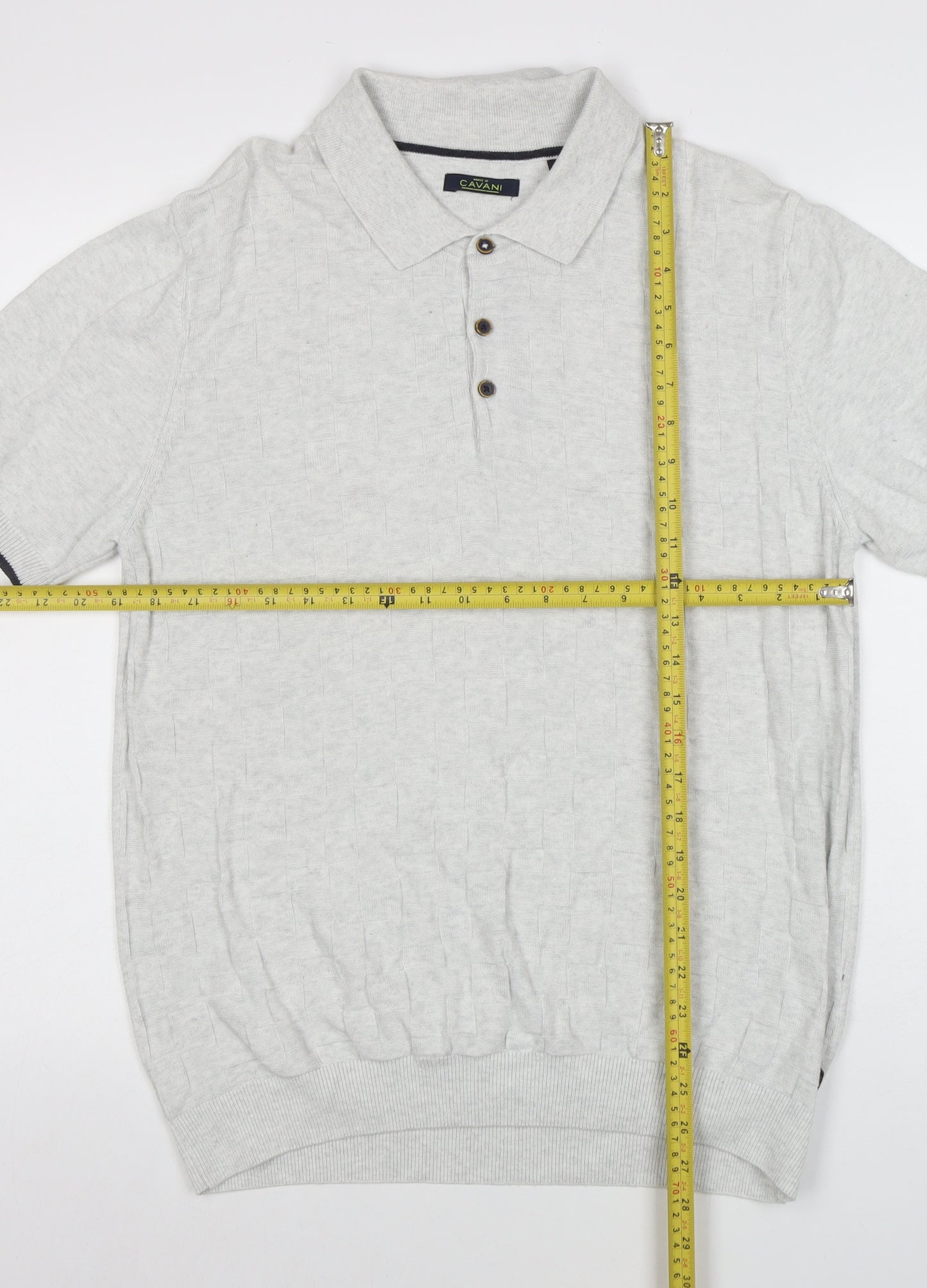 Cavani Men's Grey Cotton Short Sleeve Polo Shirt Size L