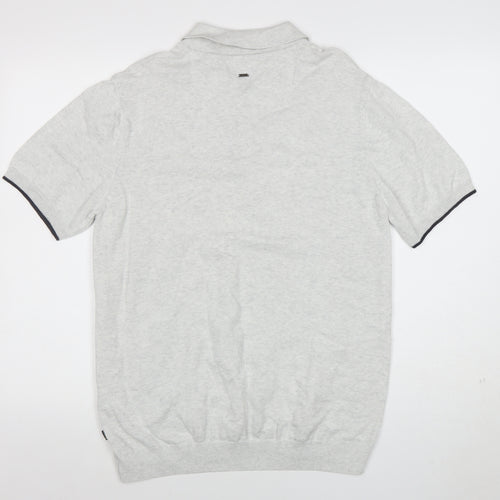 Cavani Men's Grey Cotton Short Sleeve Polo Shirt Size L