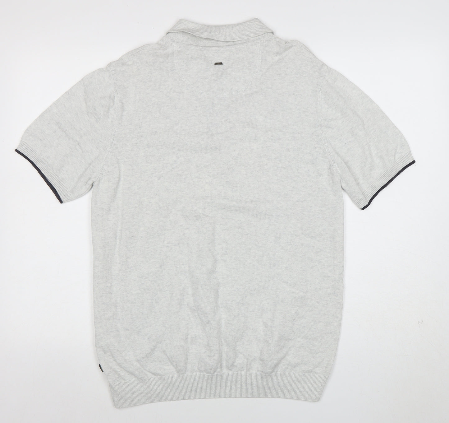 Cavani Men's Grey Cotton Short Sleeve Polo Shirt Size L