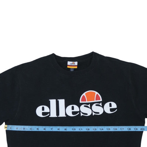 Ellesse Men's Black Small Crew Neck Logo Sweatshirt Cotton Blend