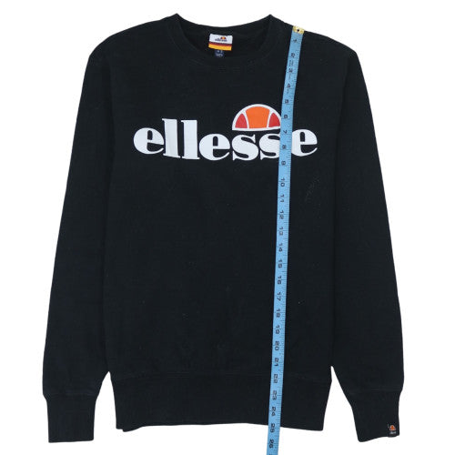 Ellesse Men's Black Small Crew Neck Logo Sweatshirt Cotton Blend