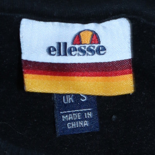 Ellesse Men's Black Small Crew Neck Logo Sweatshirt Cotton Blend