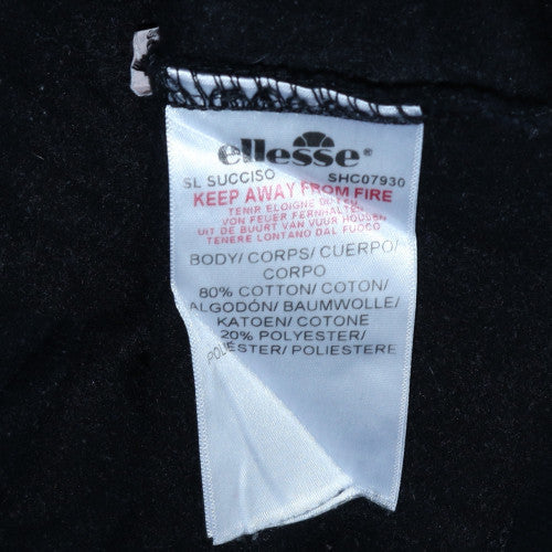 Ellesse Men's Black Small Crew Neck Logo Sweatshirt Cotton Blend