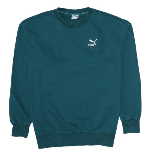 Puma Boys Teal Blue Crew Neck Sweatshirt M Cotton Logo Pullover