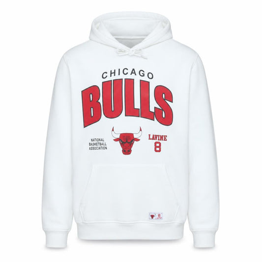 Front view of NBA Chicago Bulls Men's White Hoodie Lavine 8 Medium Pullover