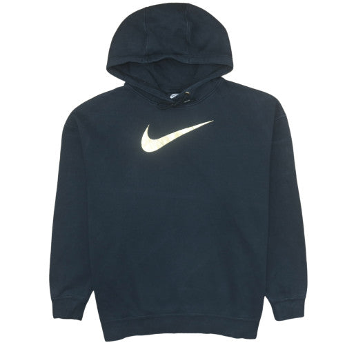 Nike Womens Black Pullover Hoodie Medium Gold Logo Sweatshirt