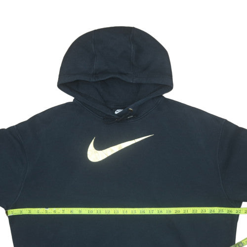 Nike Womens Black Pullover Hoodie Medium Gold Logo Sweatshirt