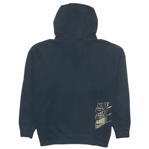 Nike Womens Black Pullover Hoodie Medium Gold Logo Sweatshirt