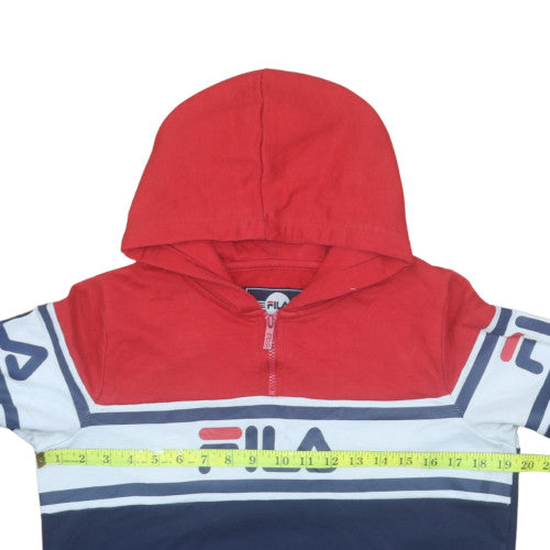 FILA Boys Blue Red 1/2 Zip Pullover Hoodie 13-15 Years Cotton Blend