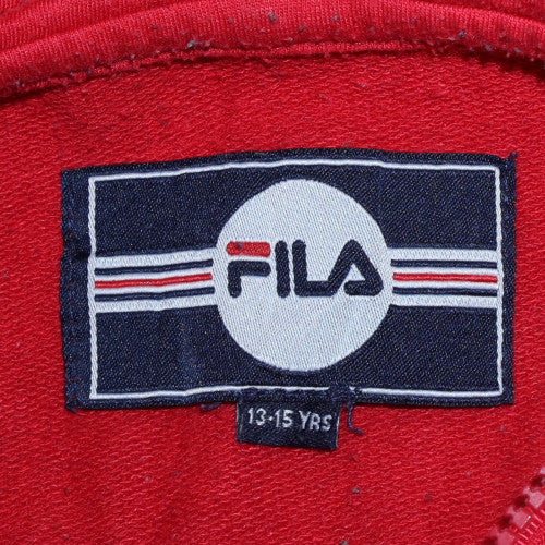 FILA Boys Blue Red 1/2 Zip Pullover Hoodie 13-15 Years Cotton Blend