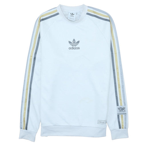 Adidas Mens White Crew Neck Pullover Sweatshirt Size S