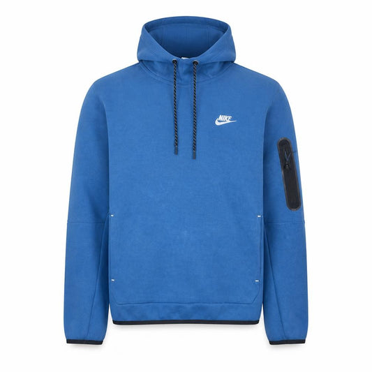 Front view of Nike Men's Blue Pullover Hoodie, size S, Fleece Sportswear