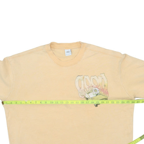 Zara Womens Beige Graphic Pullover Sweatshirt Size L