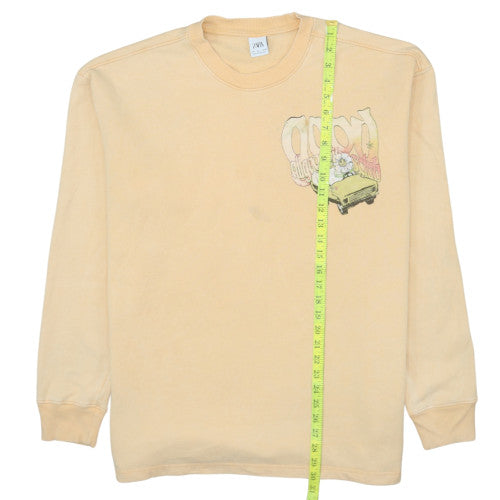 Zara Womens Beige Graphic Pullover Sweatshirt Size L