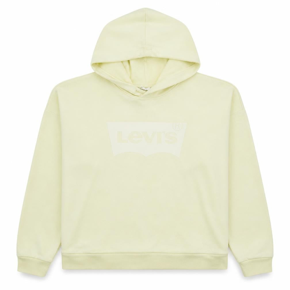 Front view of Levi's Women's Beige Pullover Hoodie L Logo Cotton Casual Sweatshirt