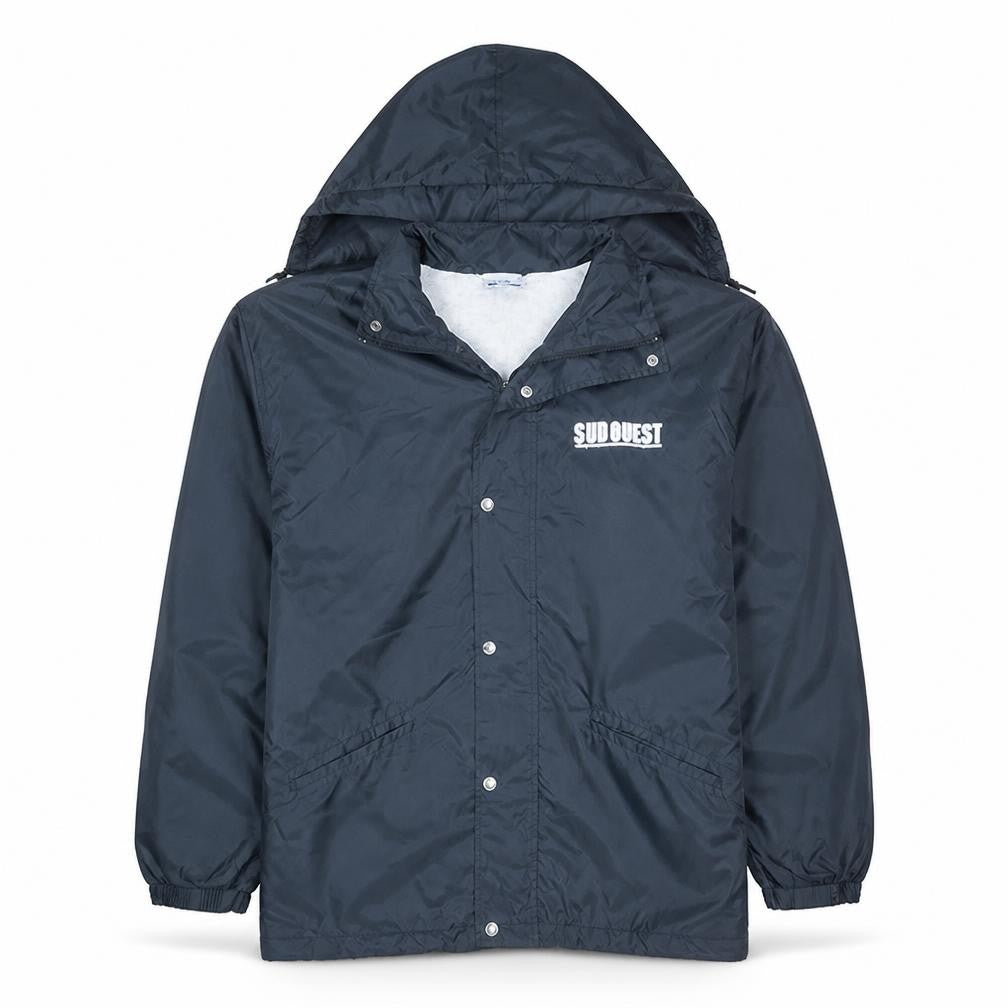 Front view of Ocean Jackets Men's Black XL Hooded Windbreaker Jacket
