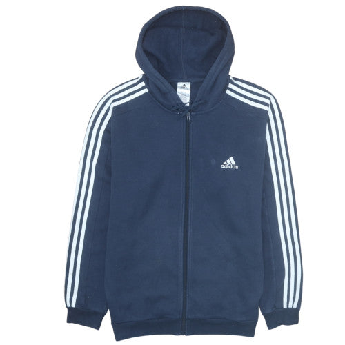 Adidas Mens Blue Full Zip Hoodie Size L Sports Fleece Sweatshirt