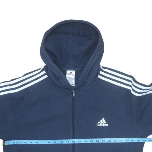 Adidas Mens Blue Full Zip Hoodie Size L Sports Fleece Sweatshirt