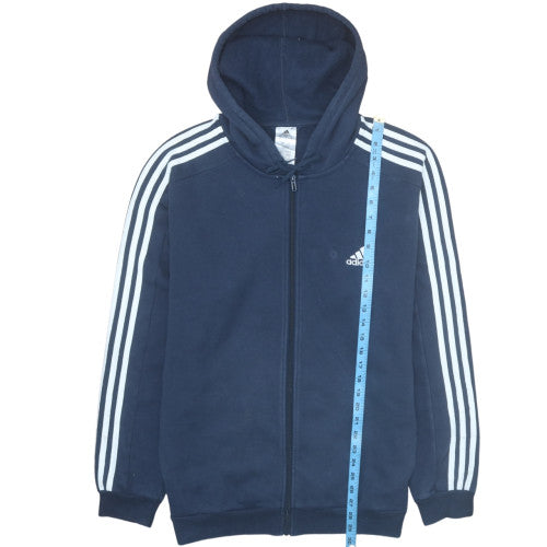 Adidas Mens Blue Full Zip Hoodie Size L Sports Fleece Sweatshirt